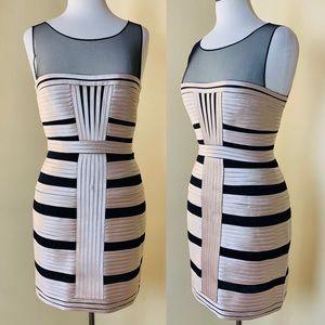 BCBGMaxAzria Mesh Illusion Satin Dress Size 8